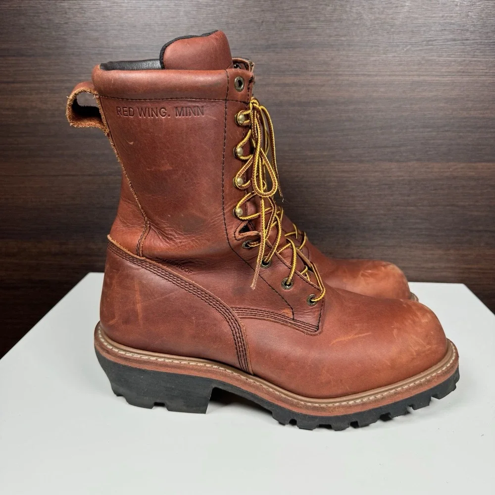 Red Wing 217 Waterproof Logger Boots Men's 10 EE - Brown Leather - Soft Toe